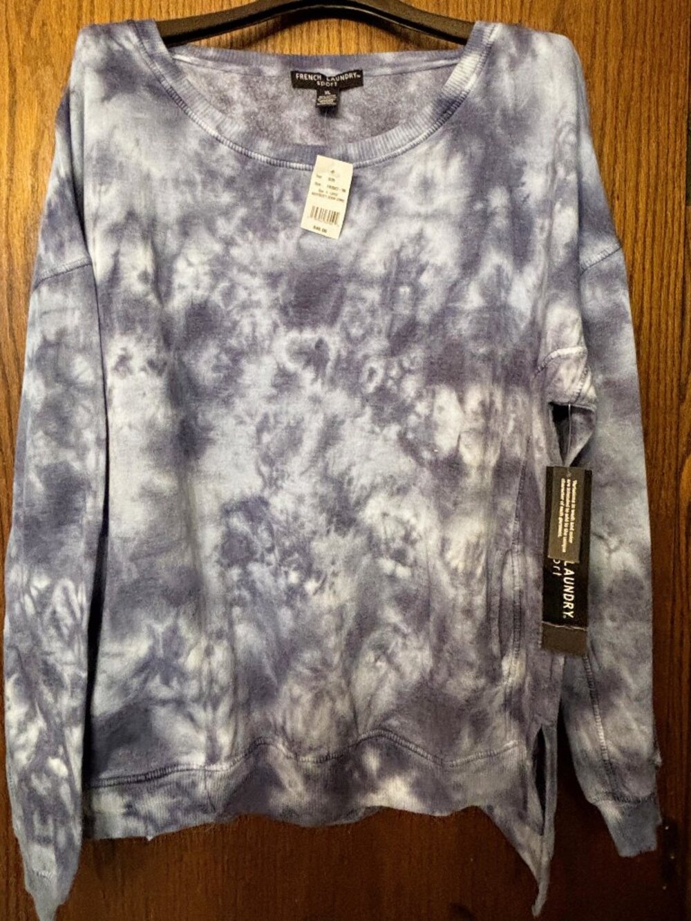 French Laundry Blue Tye Dye Sweatshirt with Pockets Size XL NWT Originally $40
